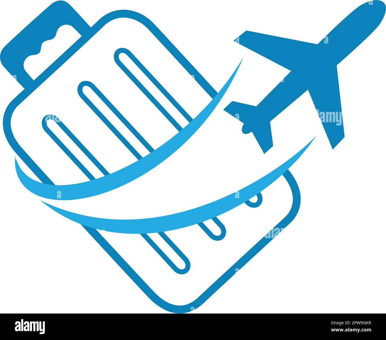 Avion volant combiné avec bagages comme symbole de voyage Illustration de Vecteur