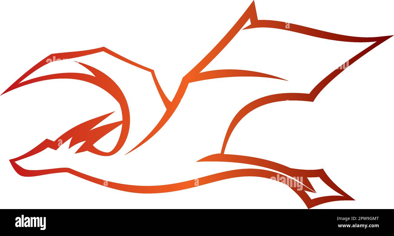 Illustration Dragon volant avec style Silhouette Illustration de Vecteur