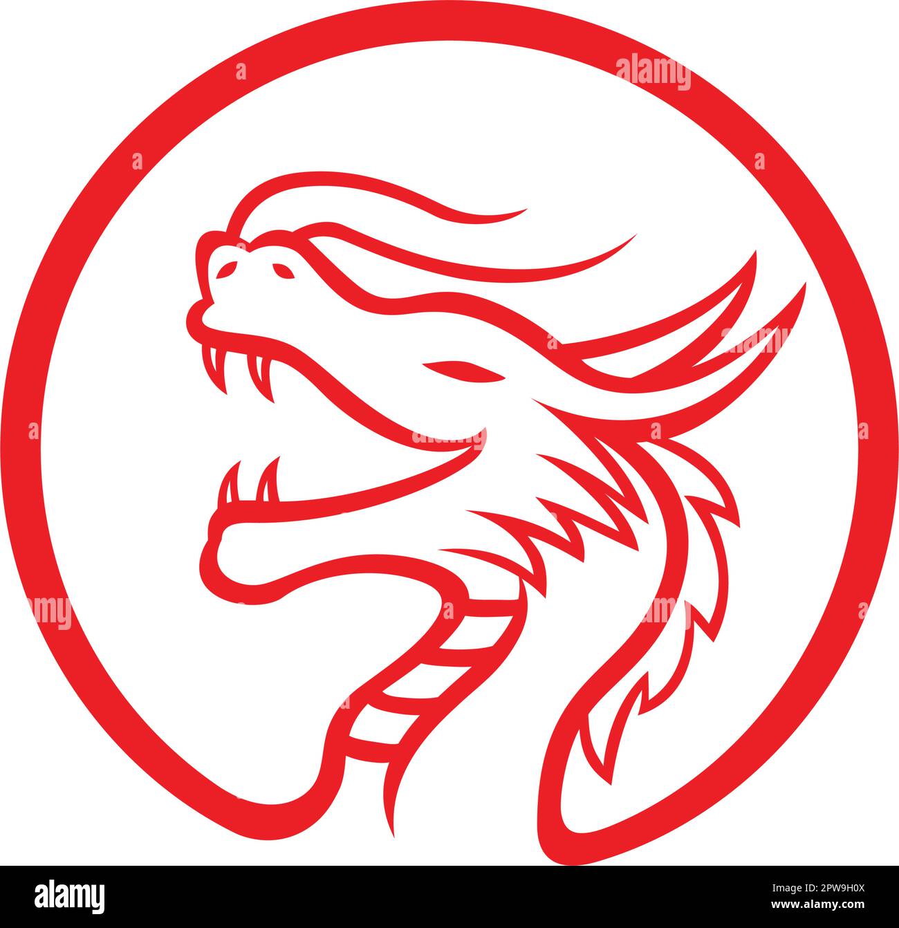 Vecteur de symbole Dragon rouge simple Illustration de Vecteur
