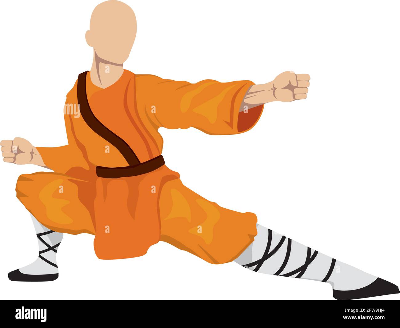 Shaolin Monk avec Kung Fu Move Illustration Illustration de Vecteur