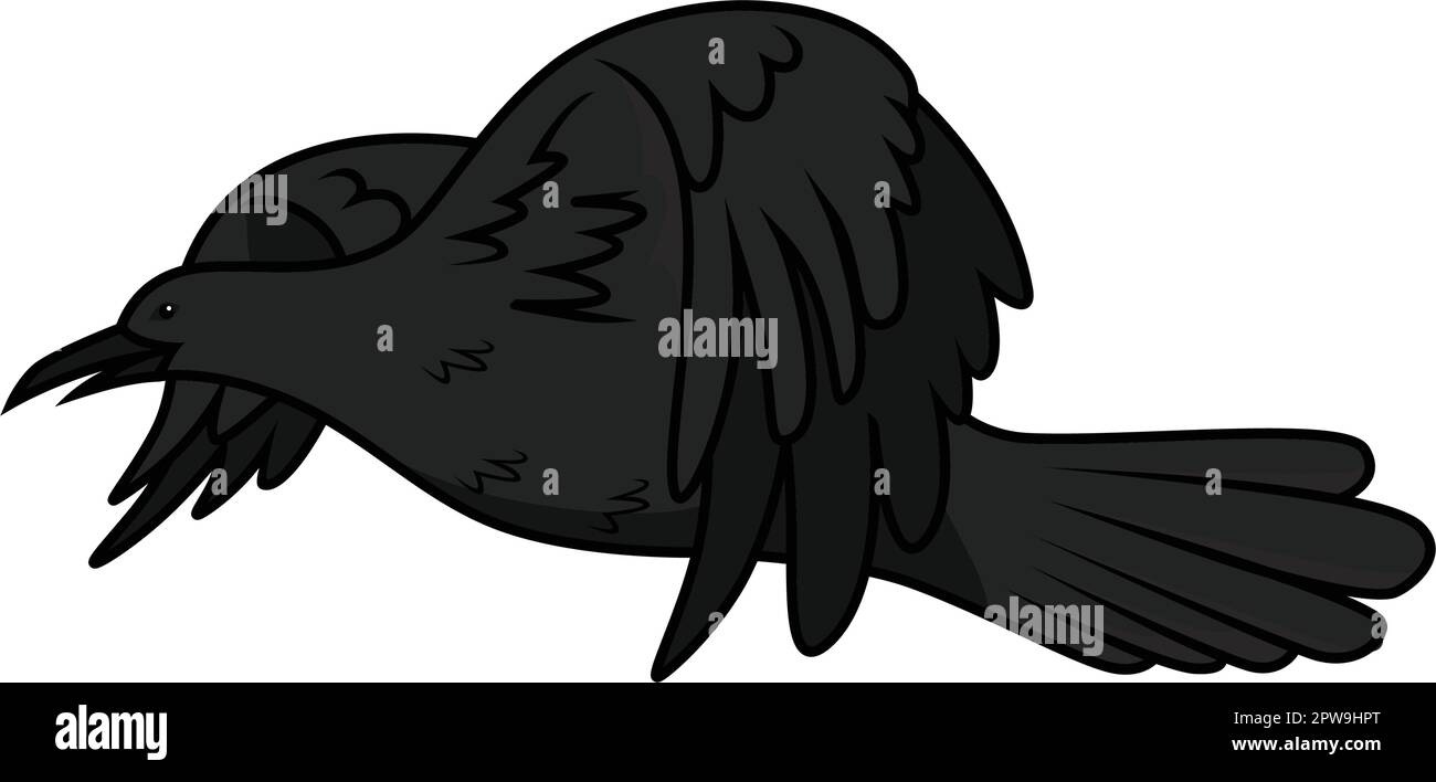 Illustration détaillée Flying Raven ou Crow Illustration de Vecteur
