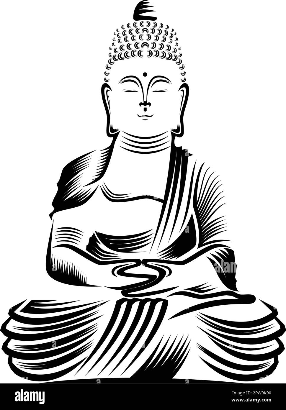 Illustration Bouddha avec style Silhouette Illustration de Vecteur