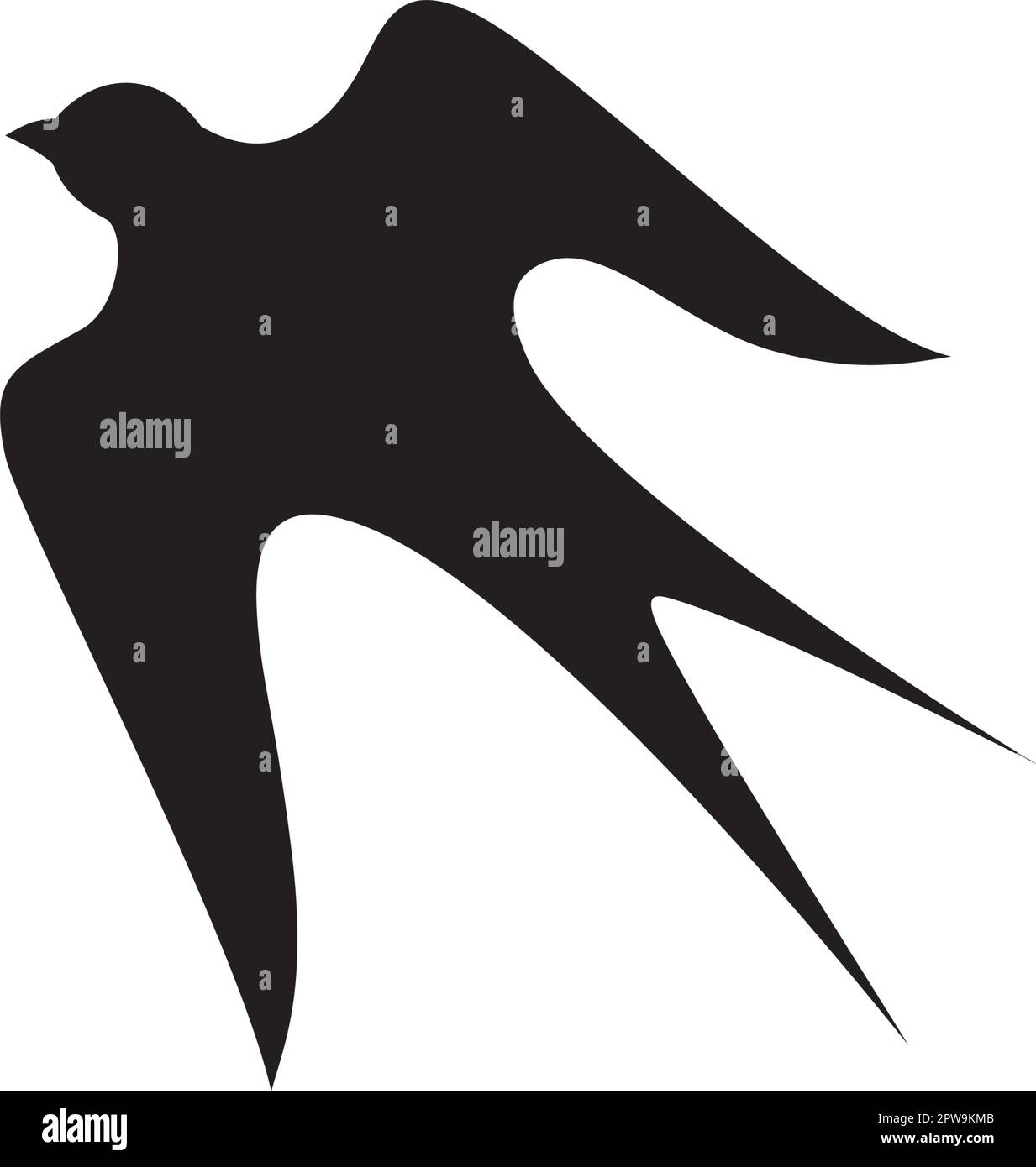 Oiseau de survol simple visualisé avec le style Silhouette Illustration de Vecteur