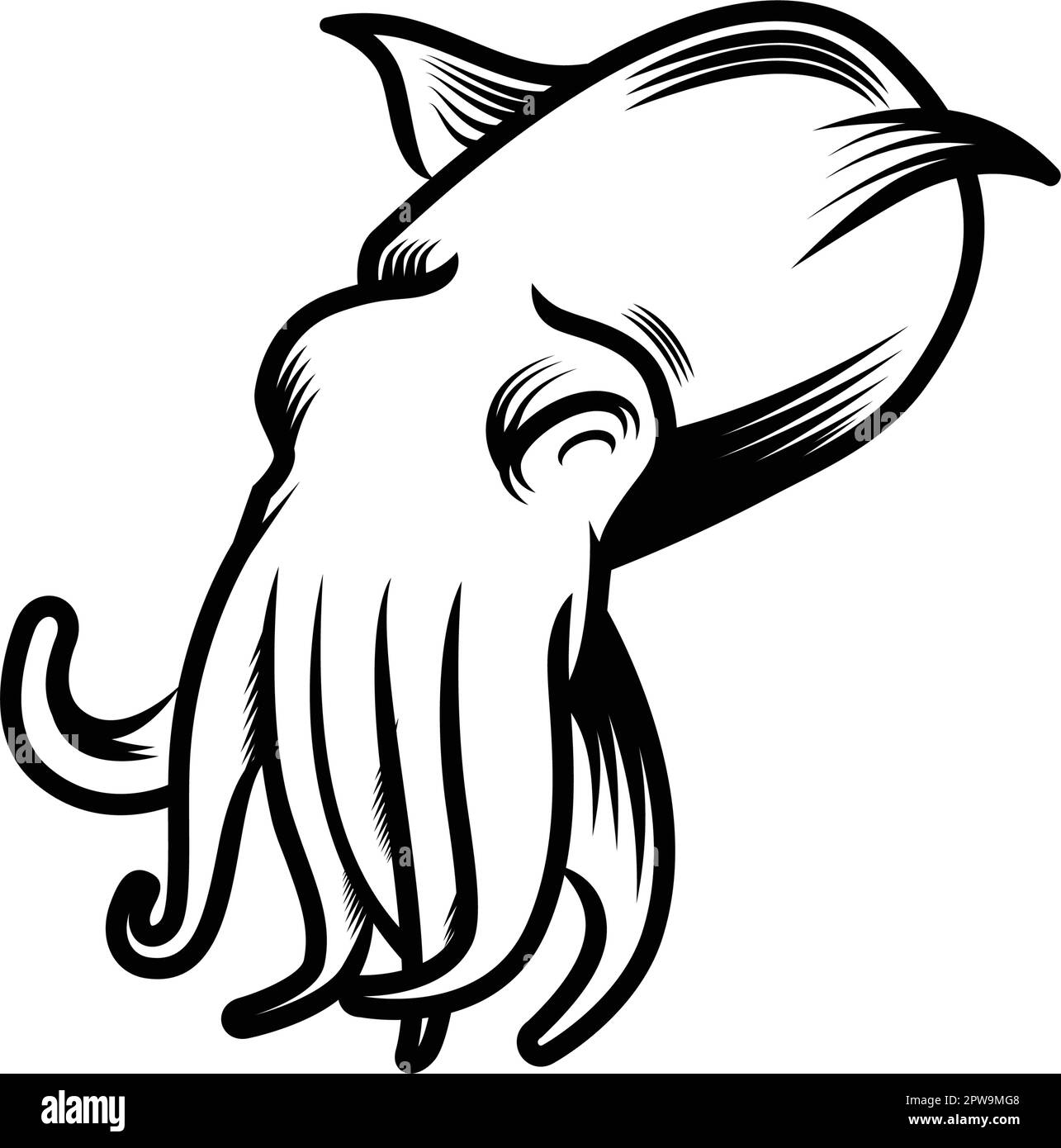 Illustration du poulpe avec style Silhouette Illustration de Vecteur