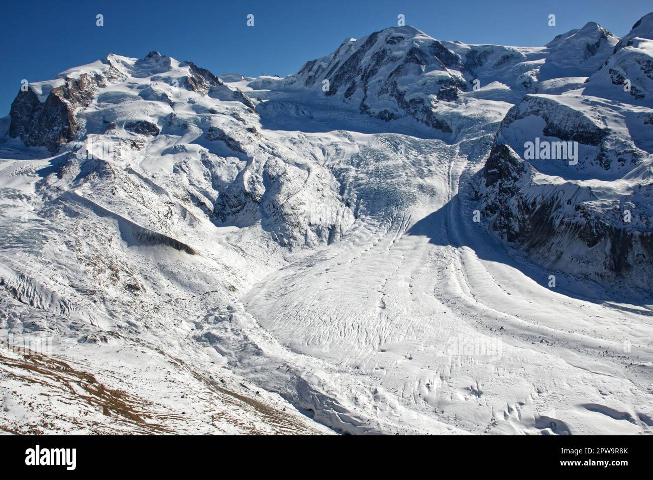 Le glacier Gorner, vu de Gornergrat Banque D'Images