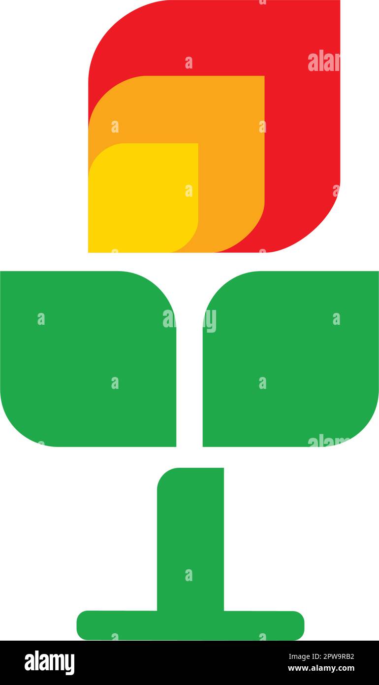 Symbole de fleur géométrique simple et créatif Illustration de Vecteur