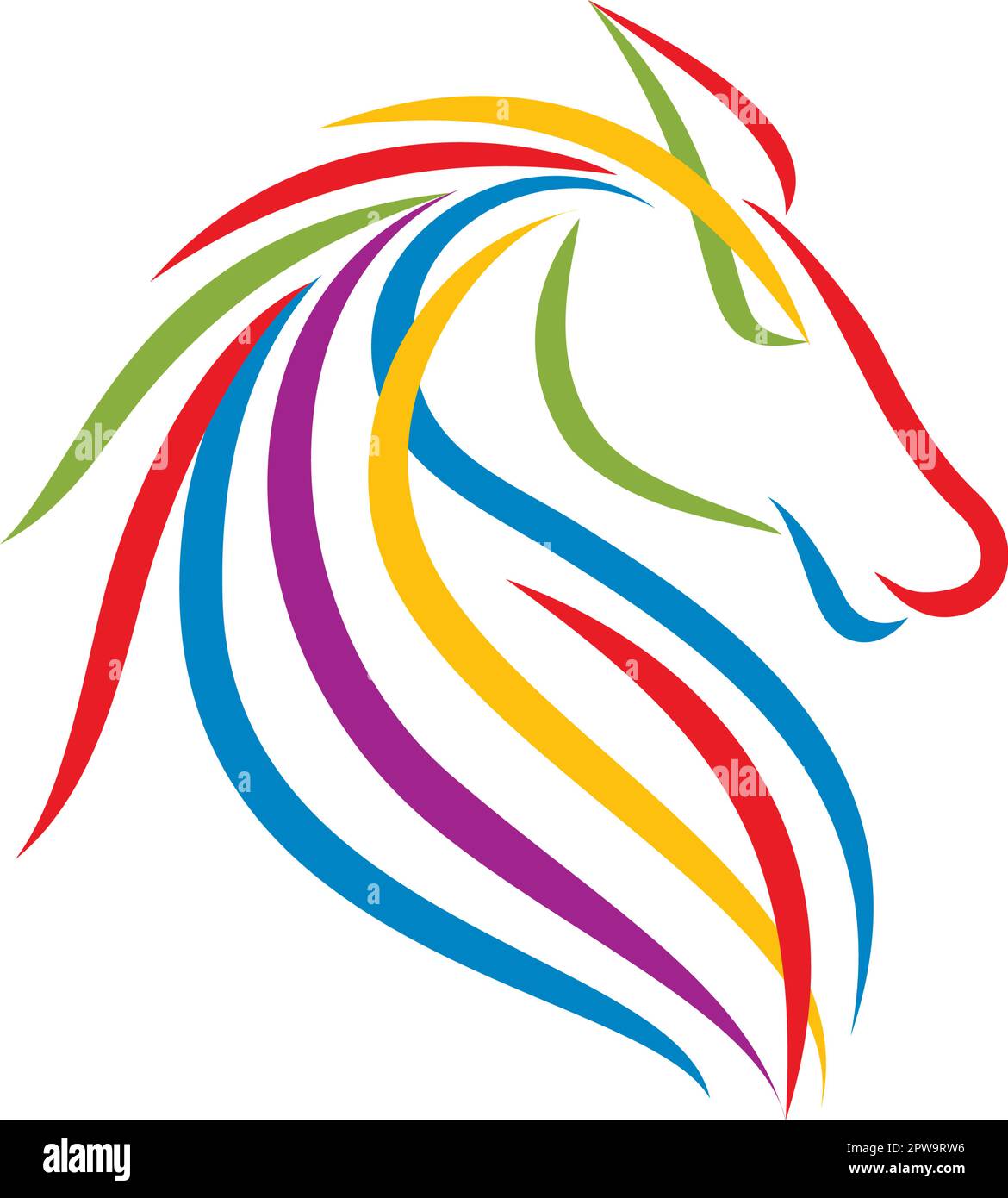 Illustration de la tête de cheval colorée avec style Silhouette Illustration de Vecteur