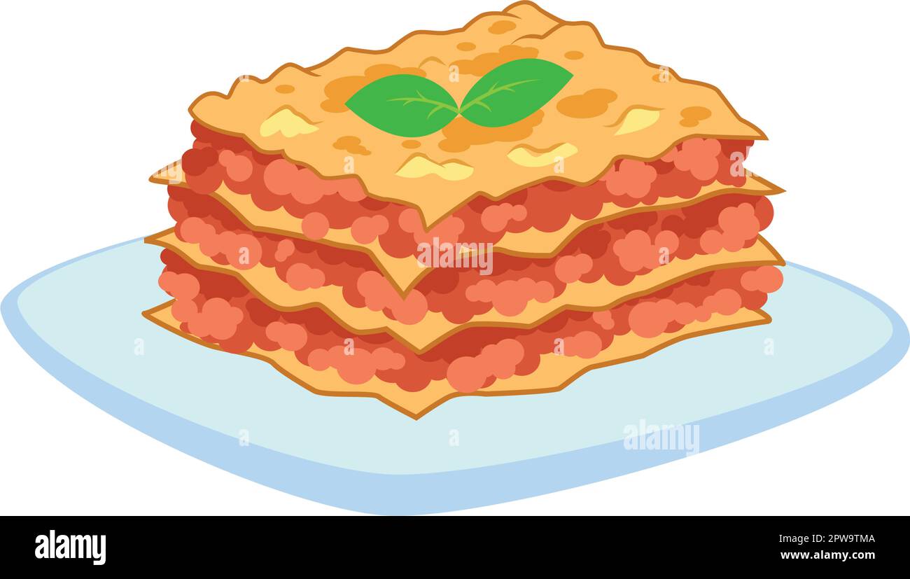 Une assiette de l'illustration de Lasagna savoureuse et délicieuse Illustration de Vecteur