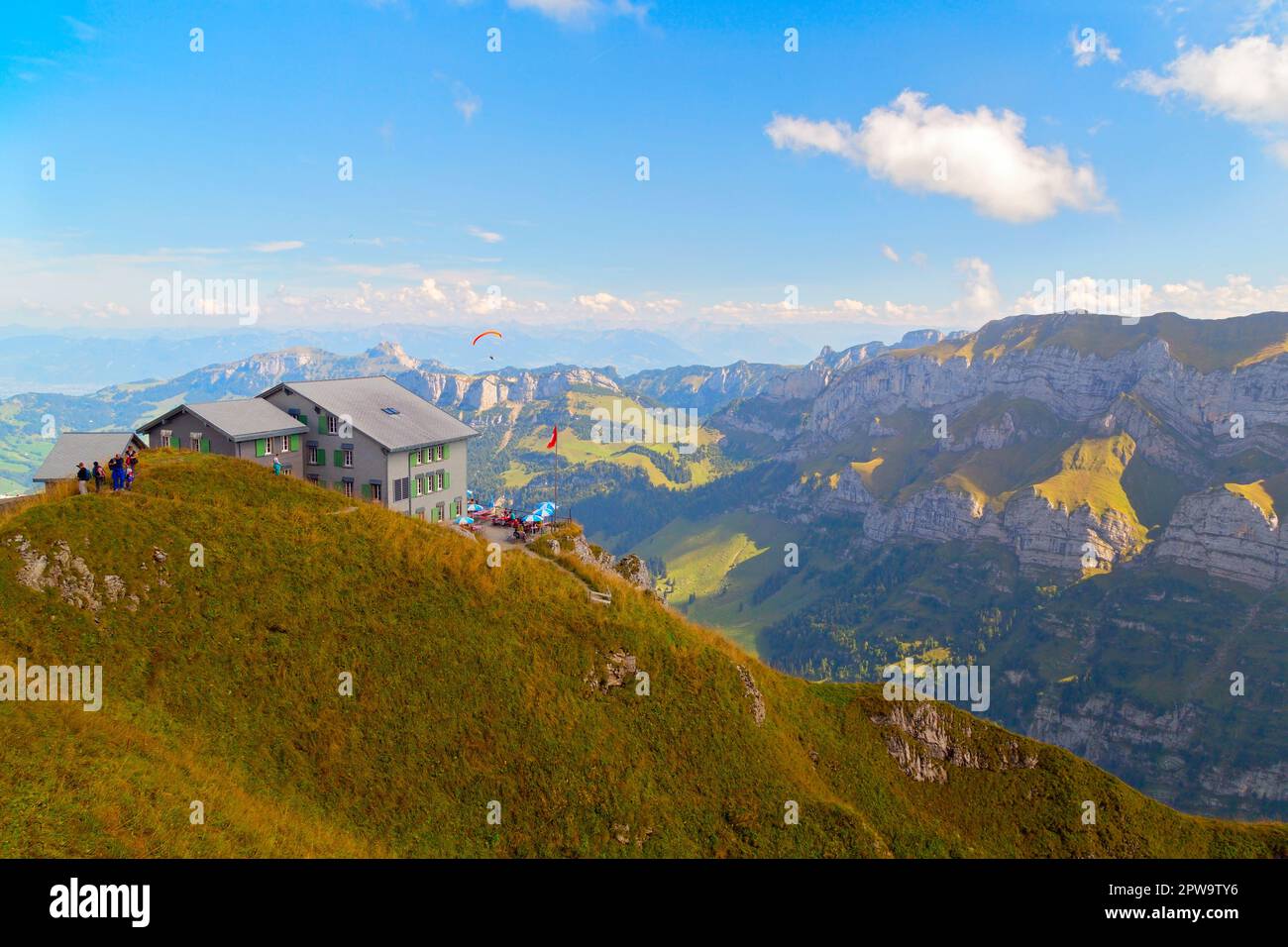 Belle vue à Alpstein, canton d'Appenzell Innerrhoden, Alpes suisses, Suisse Banque D'Images