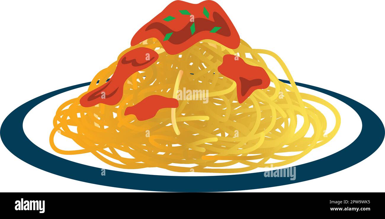 Delicious a plate of Spaghetti Illustration Illustration de Vecteur