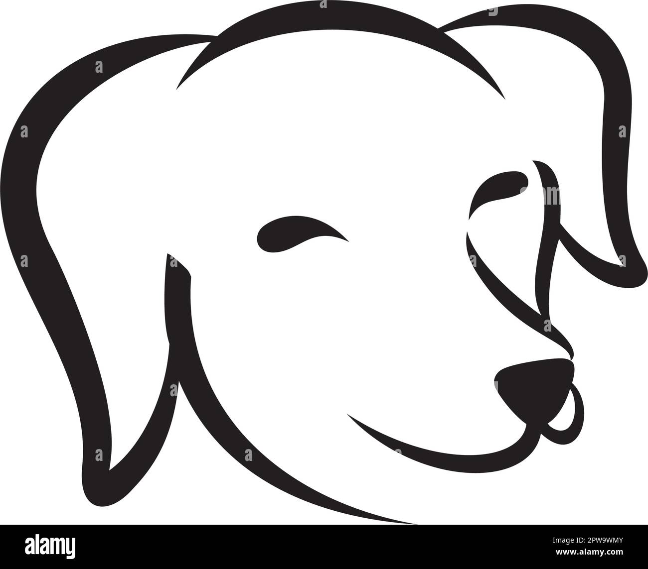 Tête de chien simple et souriante avec style Silhouette Illustration de Vecteur