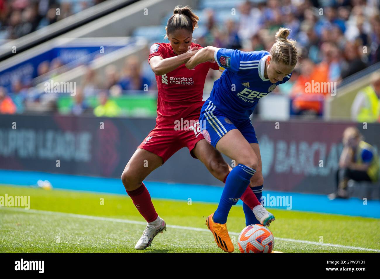 Leicester, Royaume-Uni. 29th avril 2023. Taylor Hinds pendant le montage de Barclays FA WSL entre Leicester City et Liverpool au King Power Stadium. Crédit : Ryan Asman/Alay Live News Banque D'Images