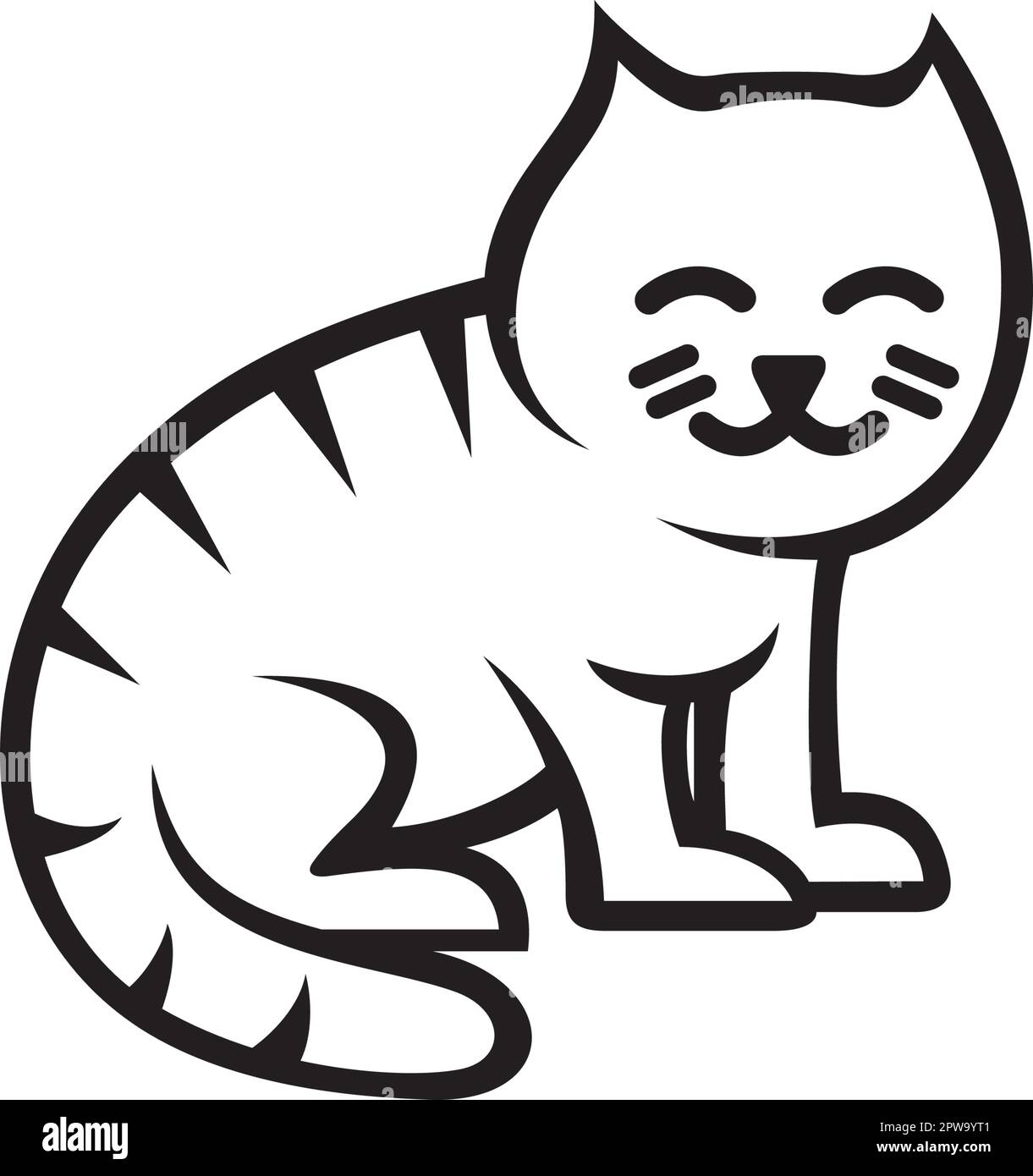 Chat souriant avec mouvement assis Illustration avec style Silhouette Illustration de Vecteur