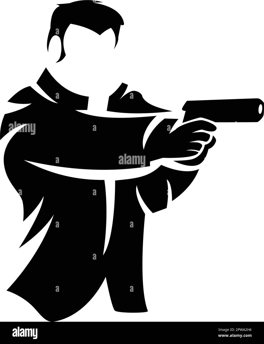 Illustration de la pose d'un fusil de tir d'homme avec style Silhouette Illustration de Vecteur