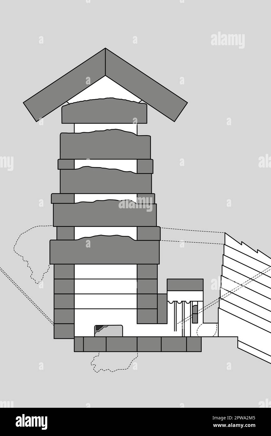 Chambre des rois de la Grande Pyramide de Gizeh, section verticale Illustration de Vecteur