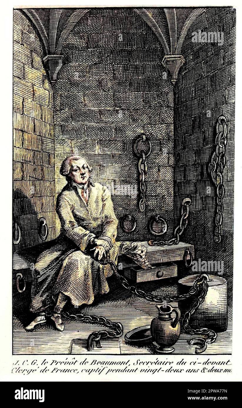 Le pré-port de Beaumont, indépendant du religieux de France, captif suspendu 22 ans à la prison de la Bastille - héliogravure anonymique Banque D'Images
