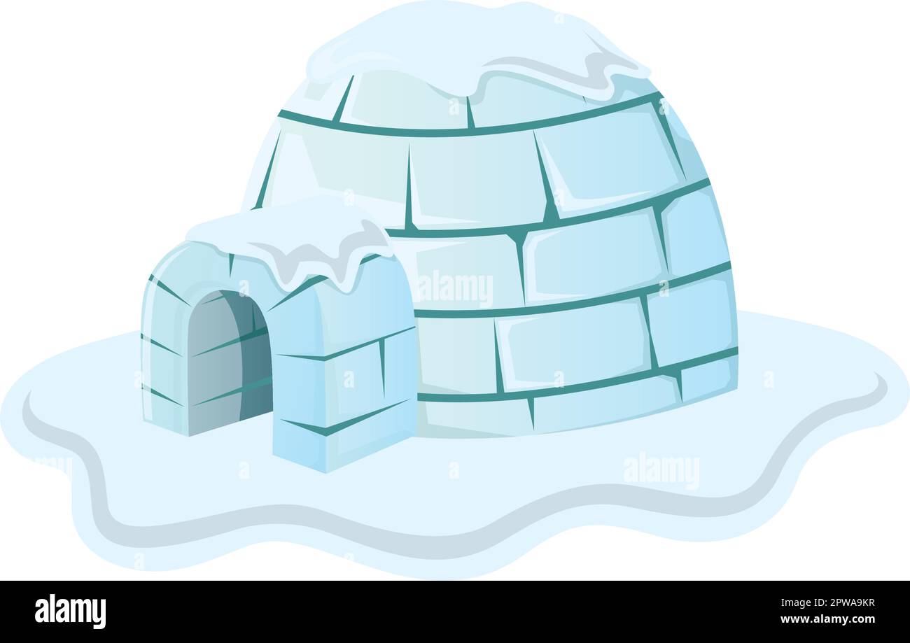Igloo House couverte de neige Illustration visualisée avec l'illustration semi-détaillée Illustration de Vecteur