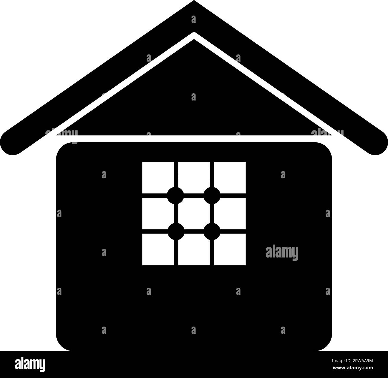 Maison avec fenêtre maison immobilier résidence icône noir couleur vecteur illustration image style plat Illustration de Vecteur