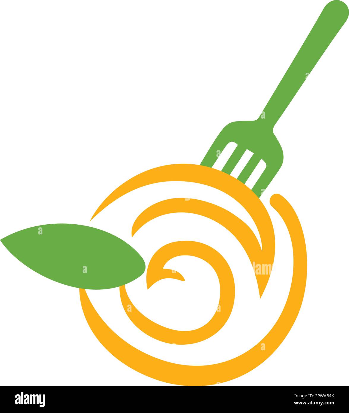 Illustration des aliments frais associés à la feuille et à la fourchette Illustration de Vecteur