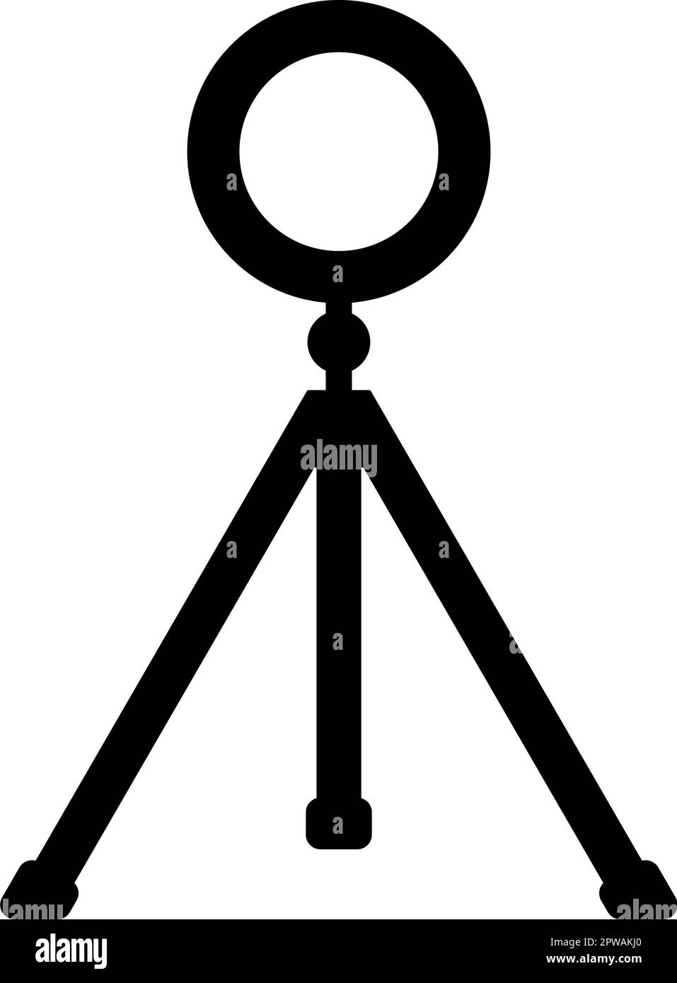 Anneau éclairage studio lampe lumière LED selfie lampe avec trépied pour téléphone mobile utilisation Blogger icône noir couleur vecteur image style plat Illustration de Vecteur