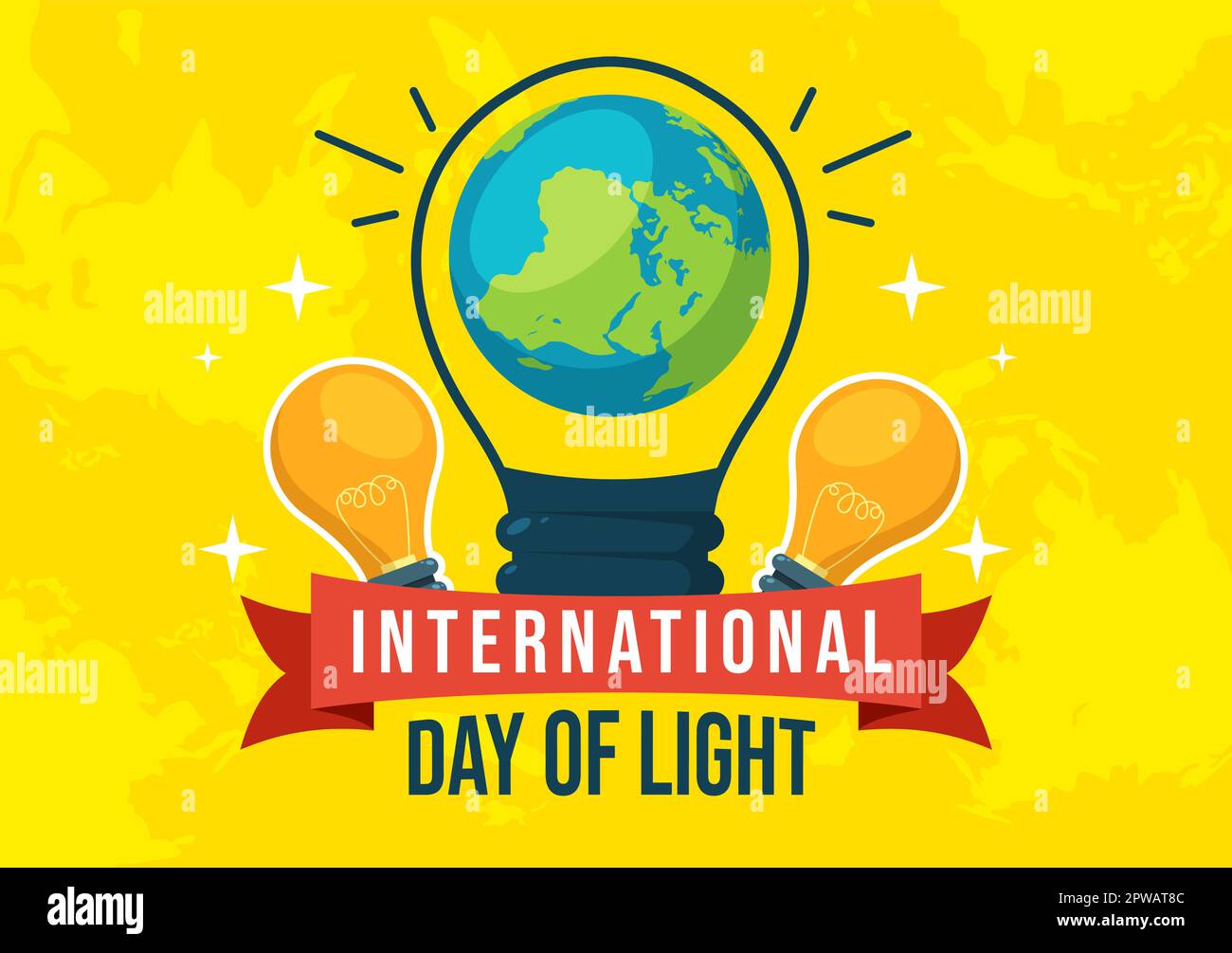 Journée internationale de lumière sur 16 mai Illustration de l'importance de l'utilisation de la lampe dans un dessin animé à la main pour les modèles de bannière ou de page d'arrivée Illustration de Vecteur