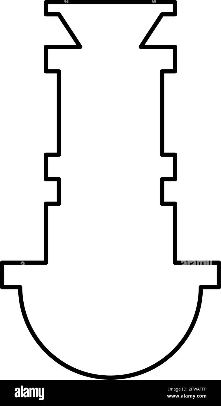 Siphon plomberie installations égout sous évier Ecoupage contour ligne icône noir couleur vecteur illustration image mince plate style Illustration de Vecteur