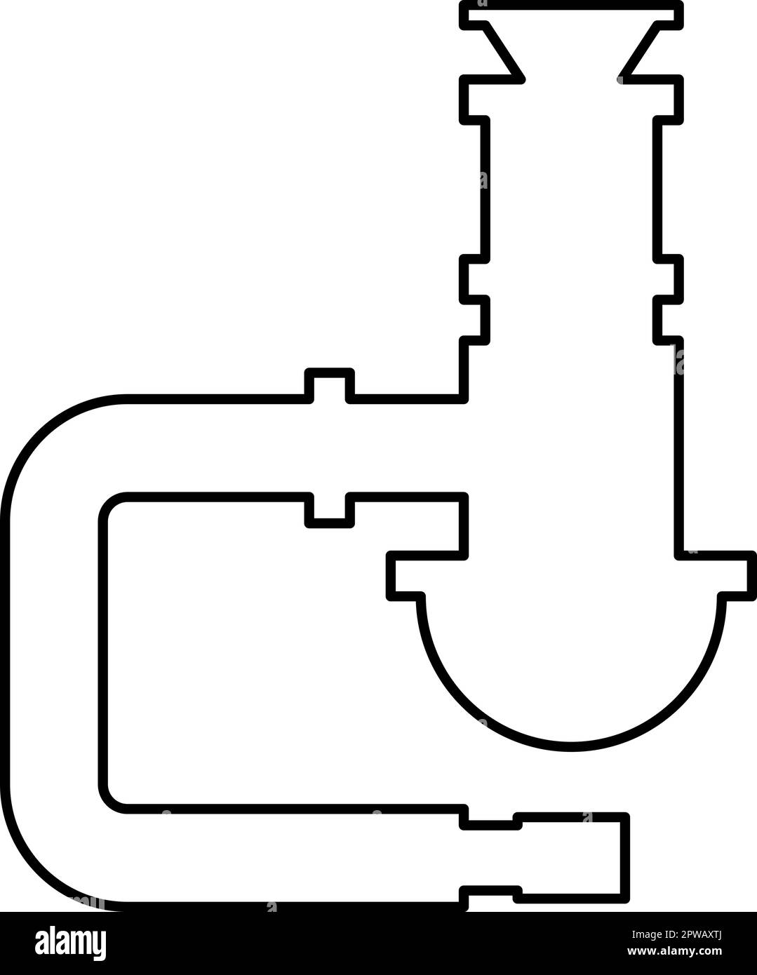 Siphon accessoires de plomberie drain de tuyau d'égout sous évier tube d'égout contour ligne icône noir couleur vecteur illustration image mince plate style Illustration de Vecteur