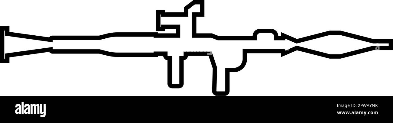 Lance-grenade militaire arme armée contour ligne icône noir couleur vecteur illustration image mince plat style Illustration de Vecteur