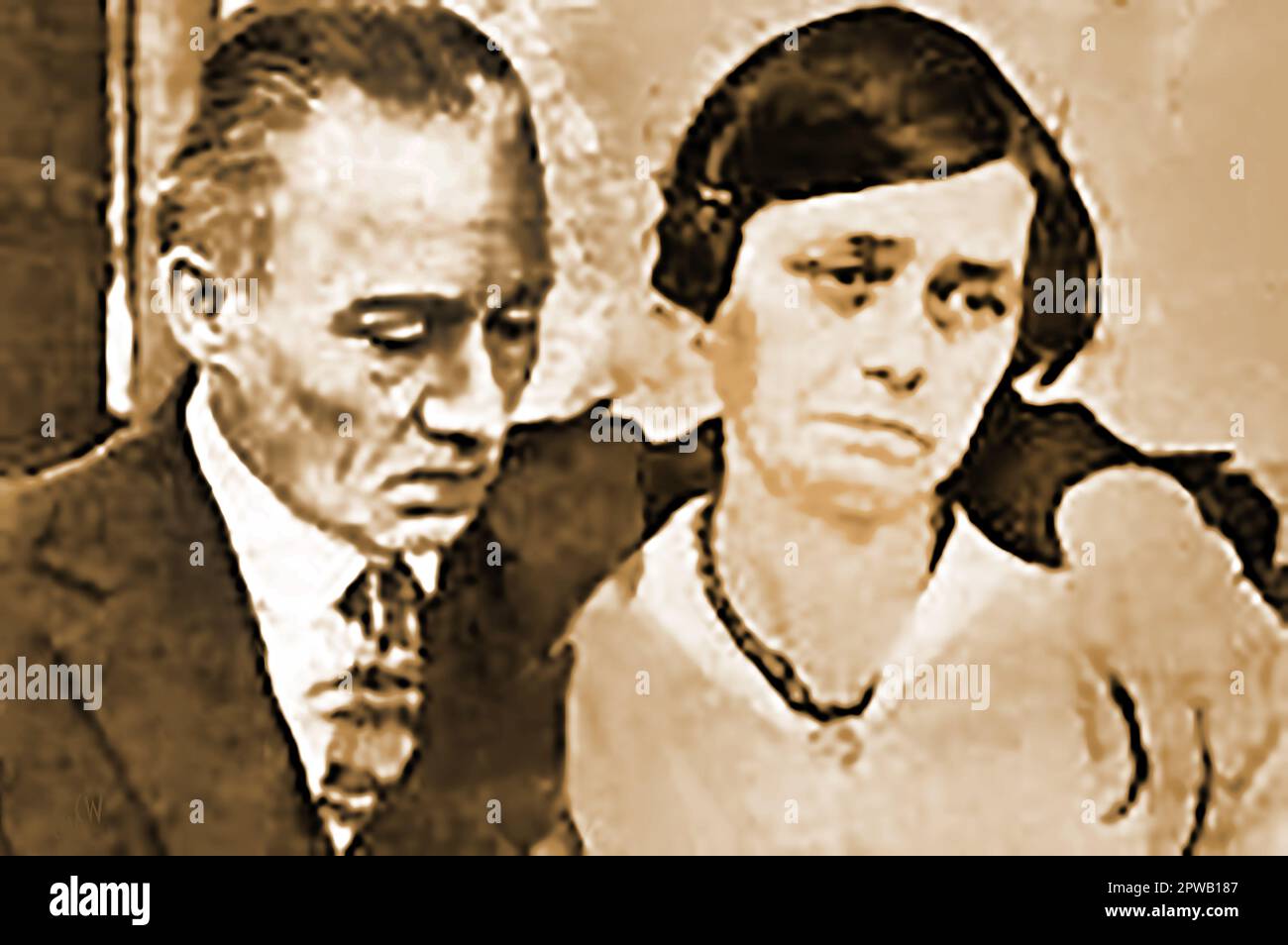 SUNSHINE MABEL MURDER CASE - Portrait de ' M. John et Mme Mayer, parents de Sunshine ' 'abel Mayer peu après avoir été informé du meurtre de leur fille Mabel en juillet 1927, Etats-Unis Banque D'Images