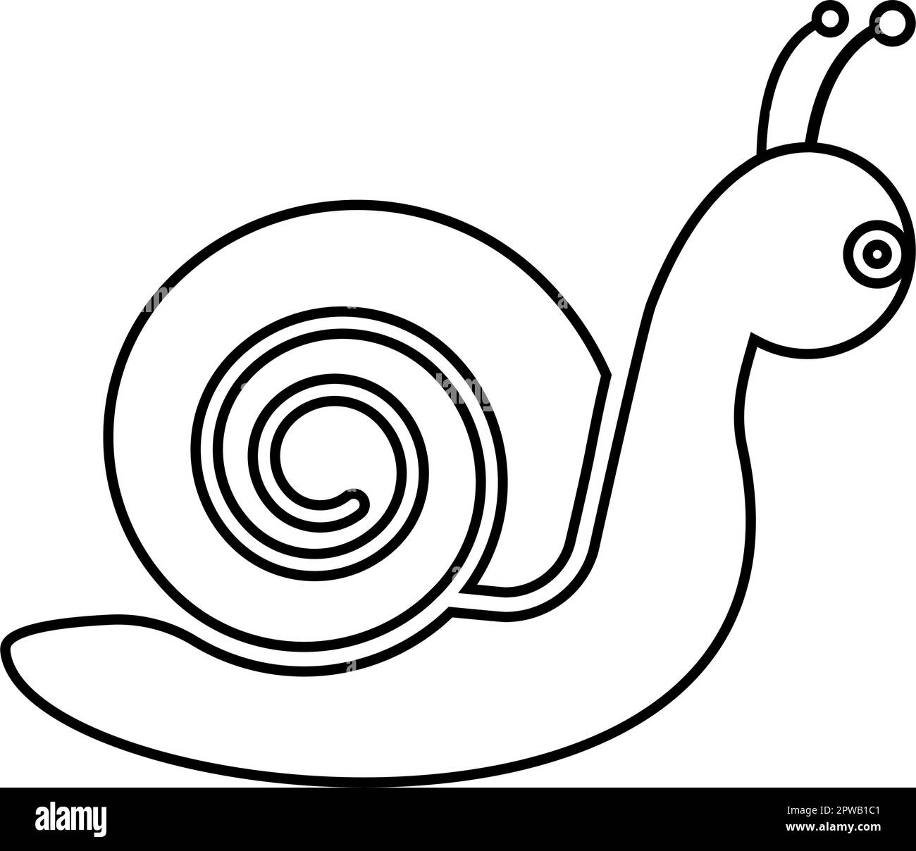 Escargot contour mollusque contour ligne icône noir couleur vecteur illustration image mince plat style Illustration de Vecteur