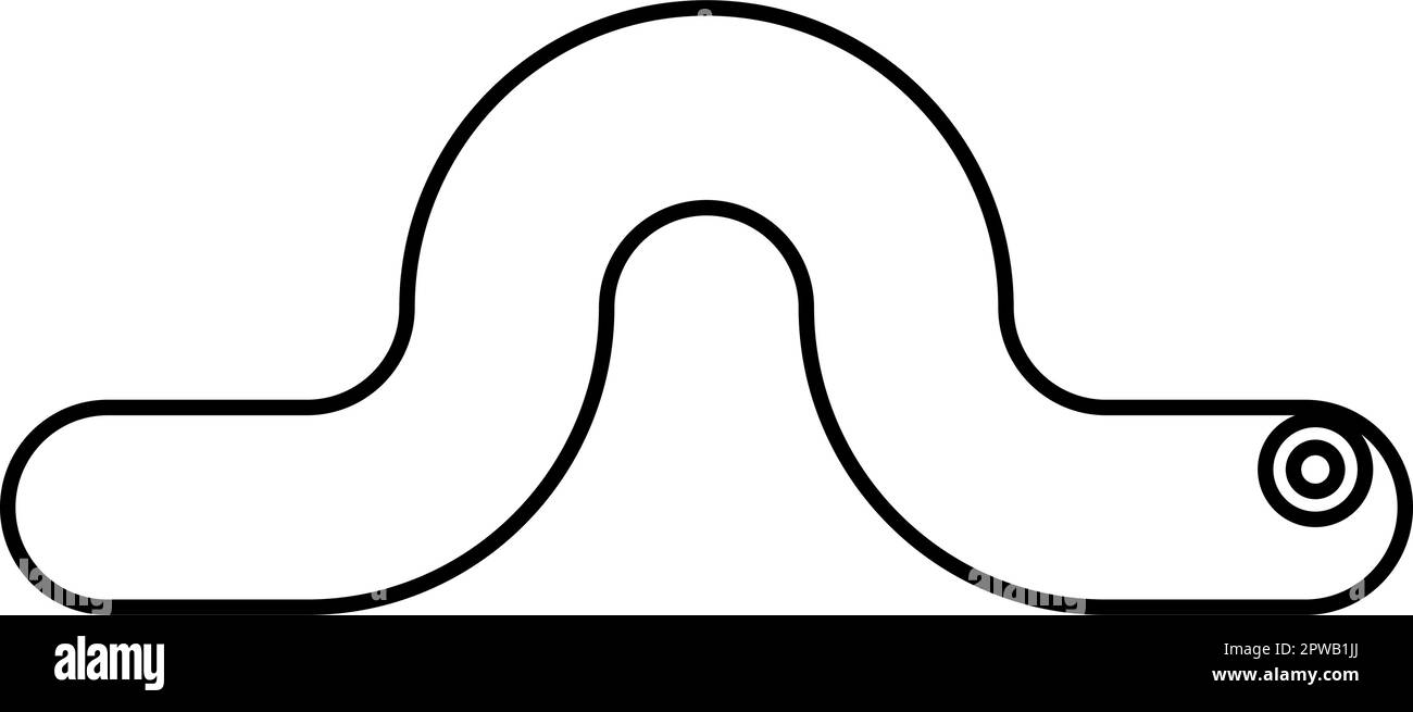 Ver terre ver de terre ver de pluie caterpillar angleverem annelida invertébré rampant larve contour ligne icône noir couleur vecteur illustration image mince plat style Illustration de Vecteur