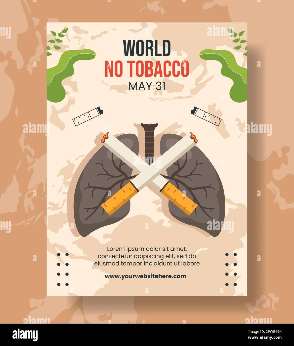 Affiche verticale de la Journée mondiale sans tabac dessin à la main ...