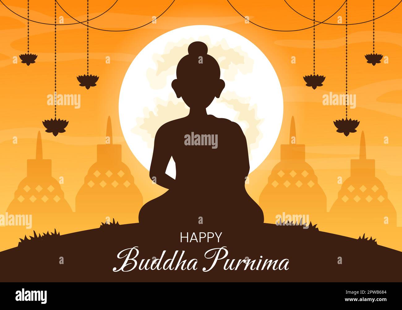 Happy Buddha Purnima Illustration Avec Vesak Day Ou Festival Indien 