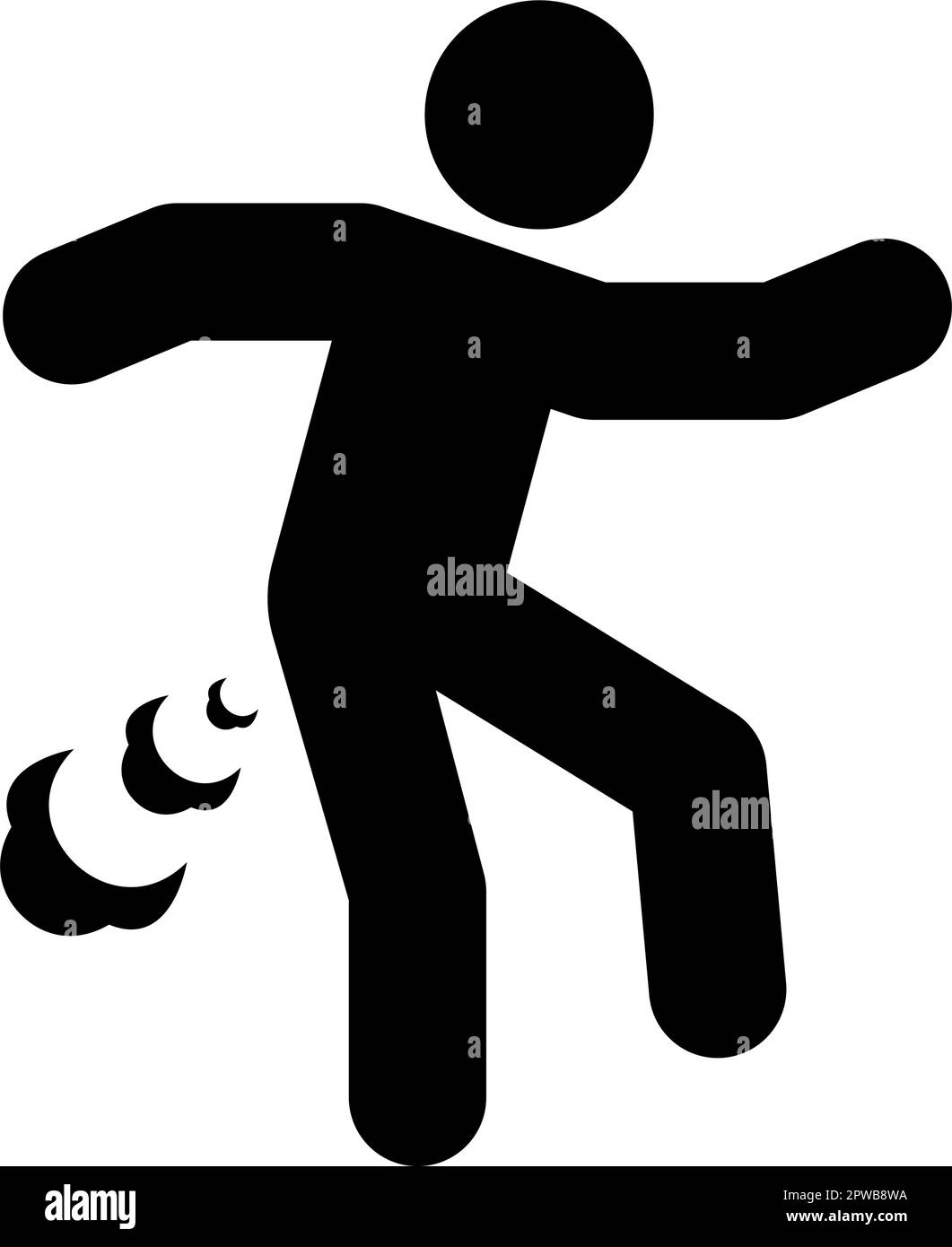 Homme farts briser le vent farting ballonnement nuage de gaz stench mauvaise odeur flatulency icône noir couleur vecteur illustration image style plat Illustration de Vecteur