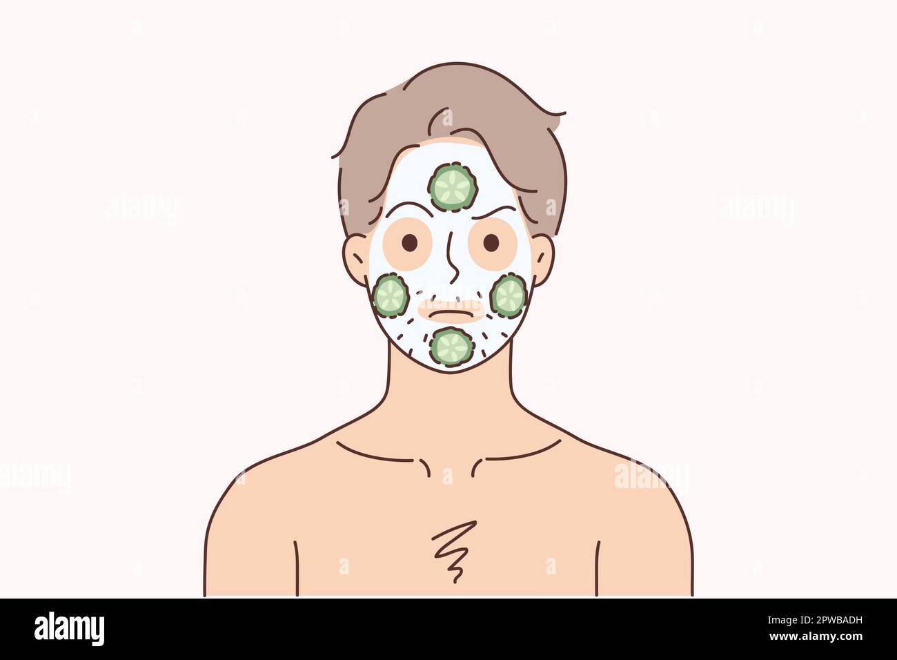 Homme ne masque avec concombres Illustration de Vecteur