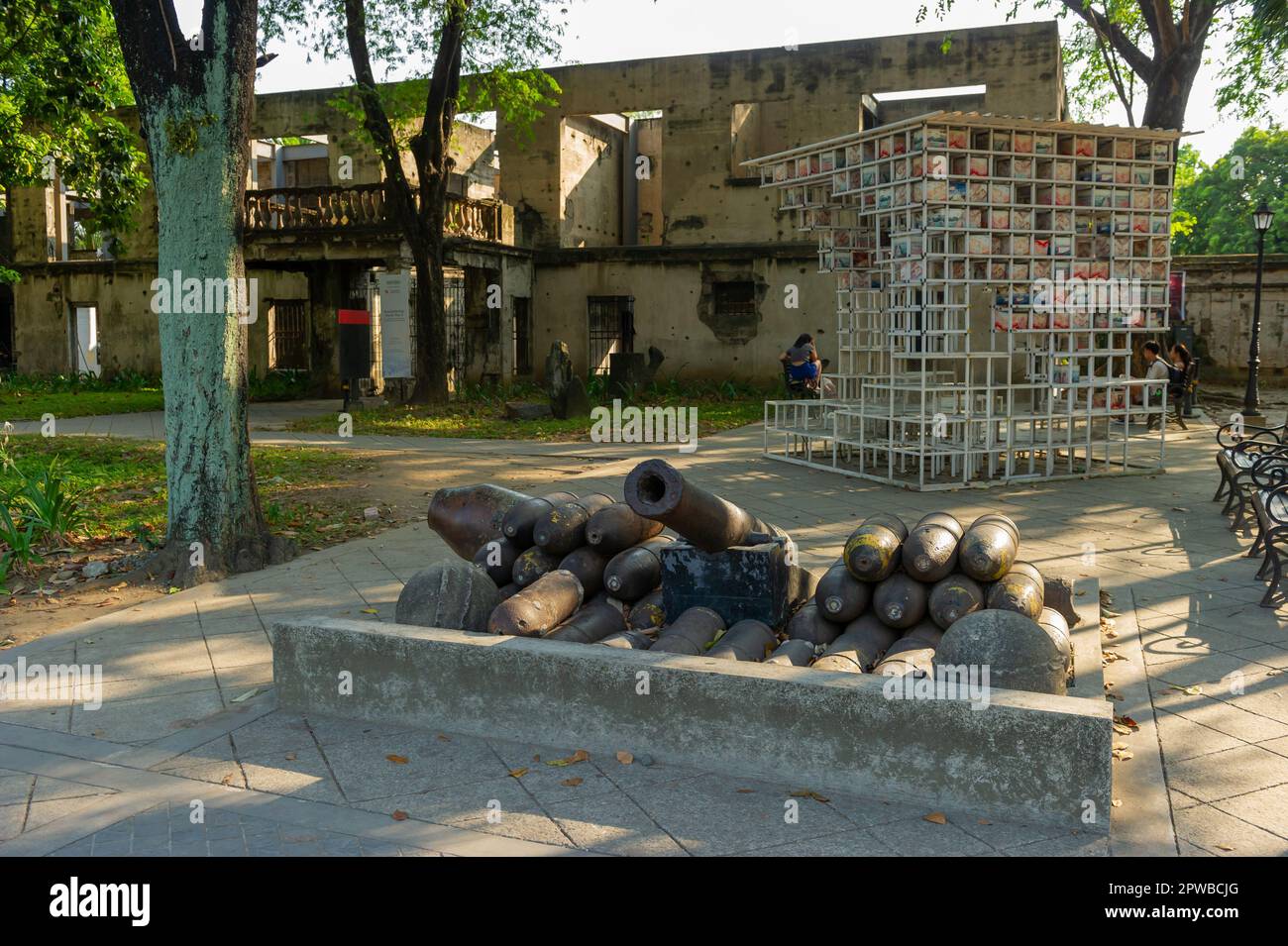 Ruines de la caserne américaine, fort Santiago, Intramuros, Manille, Philippines Banque D'Images