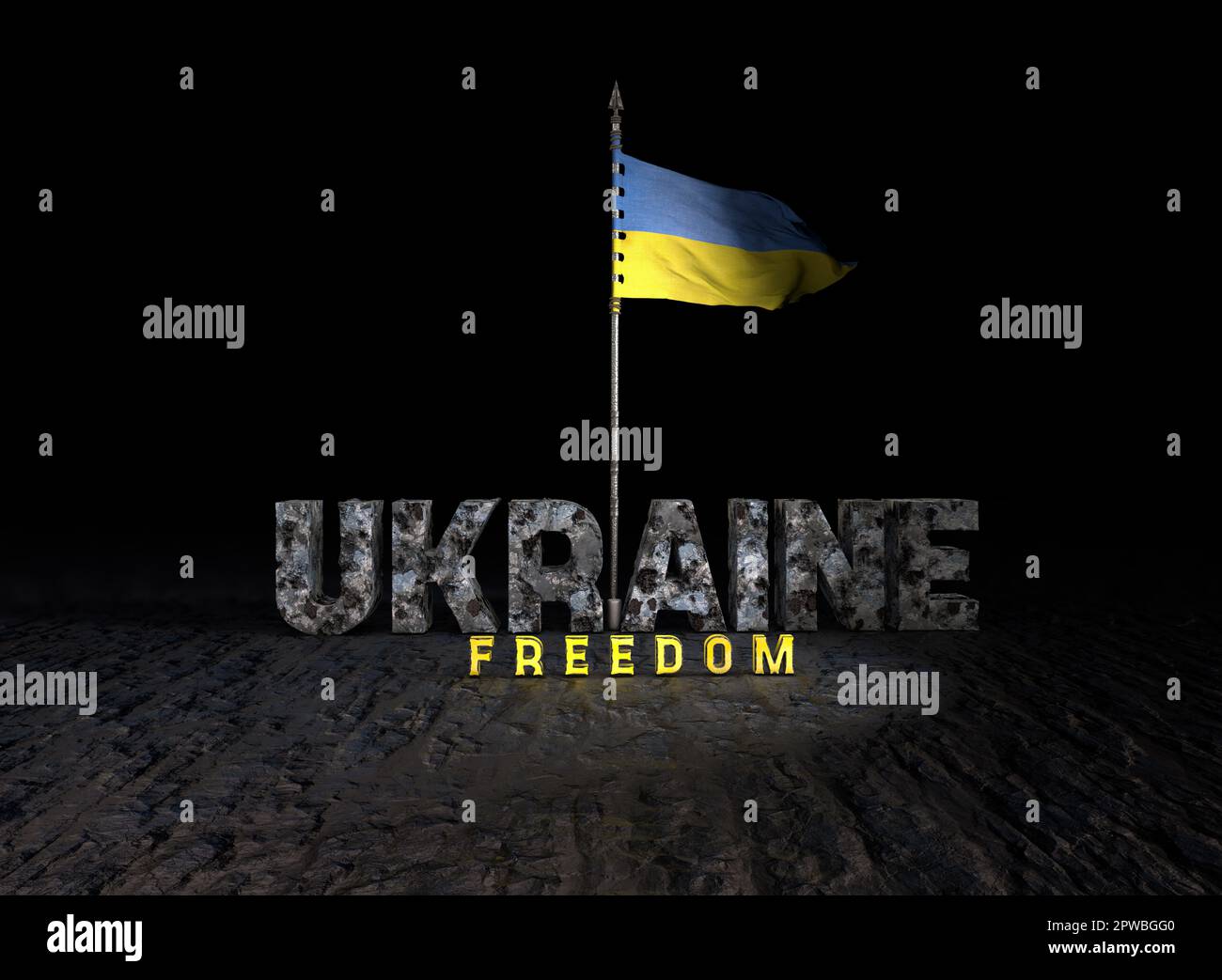 Drapeau de l'Ukraine et drapeau de la Russie - drapeaux de guerre Banque D'Images