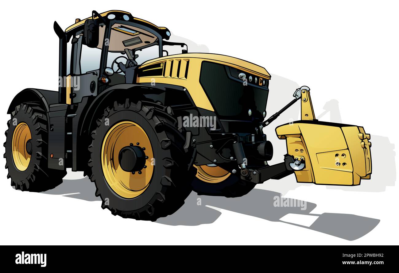 Tracteur agricole jaune Illustration de Vecteur