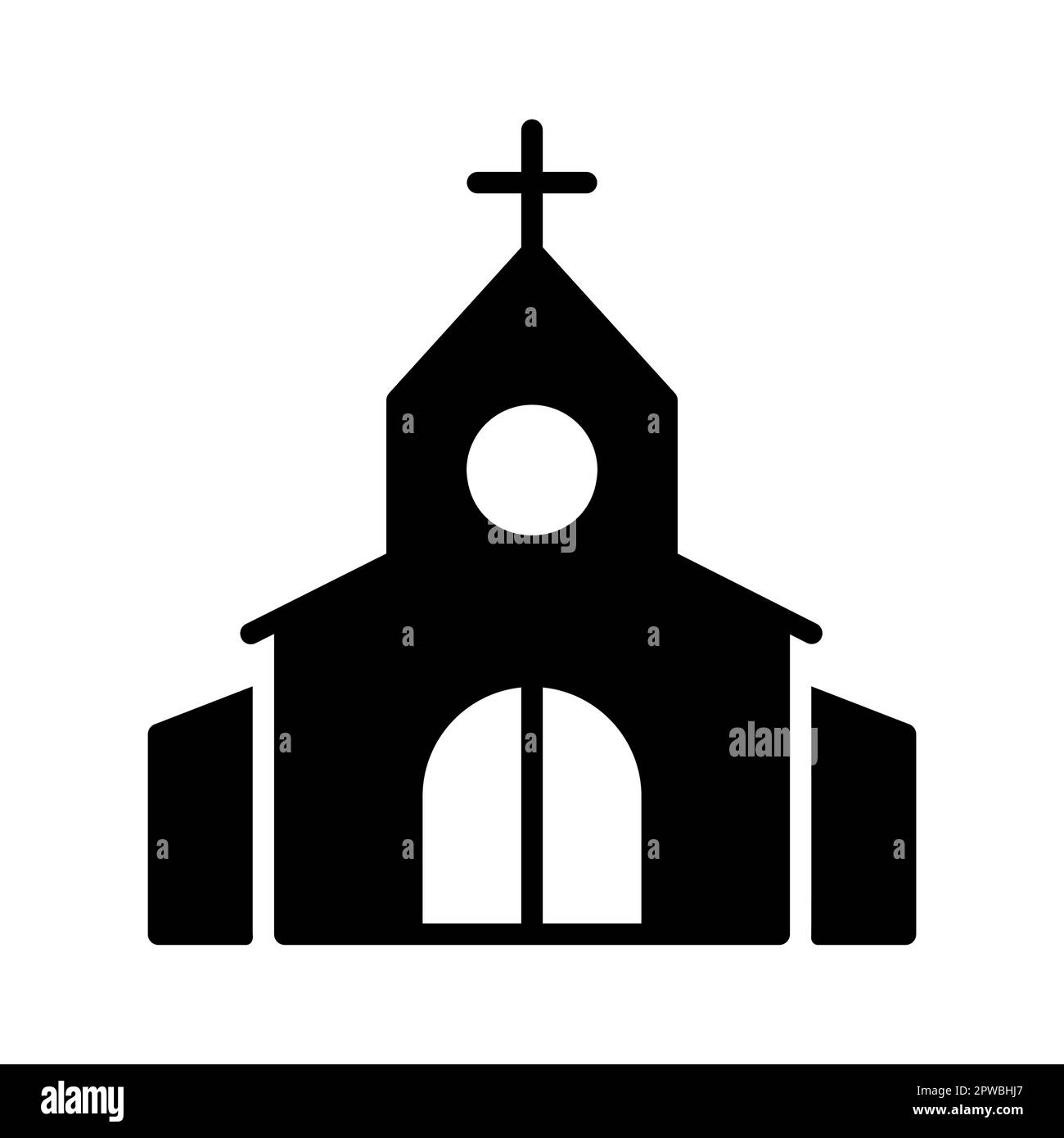 Église avec l'icône de glyphe vectoriel isolée croisée Illustration de Vecteur Église avec l'icône de glyphe vectoriel isolée croisée Illustration de Vecteur