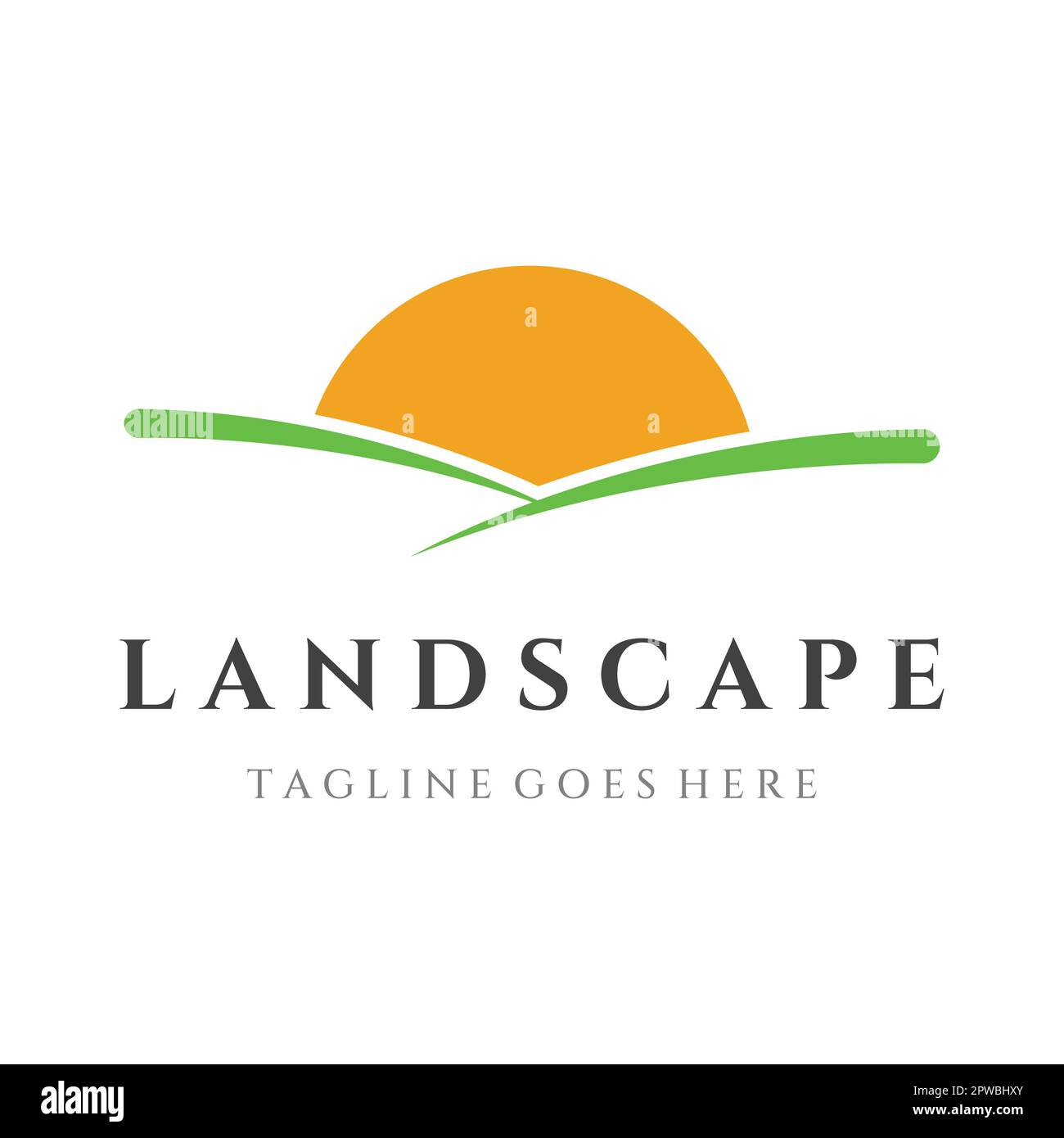 Logo vert paysage modèle créatif avec terres agricoles ou plantations et collines.logo pour produits naturels et agricoles. Illustration de Vecteur