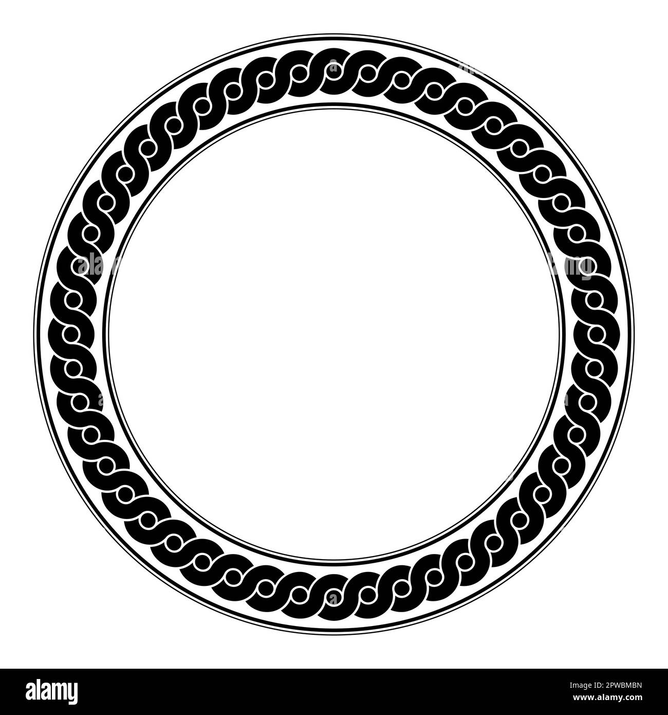 Motif vagues entrelacées, cadre en cercle, motif antique de poterie grecque Illustration de Vecteur