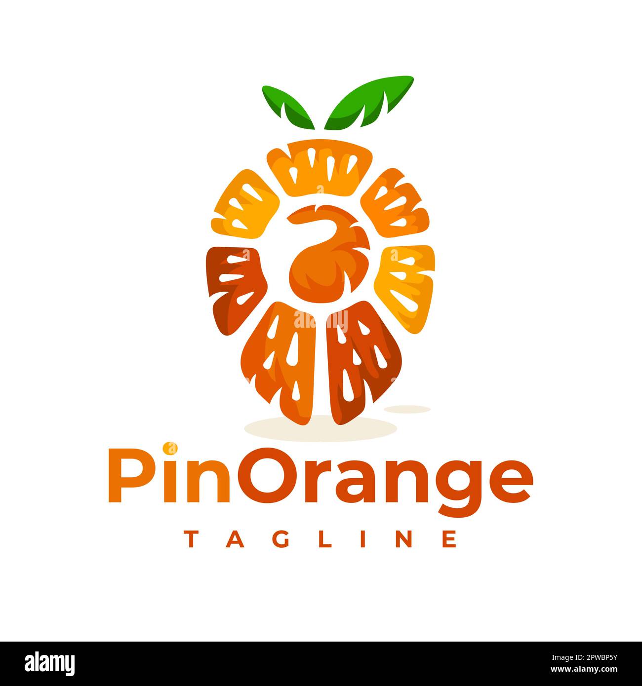 Illustration du logo représentant une broche orange fruit. Logo moderne et coloré à pois de fruits. Illustration de Vecteur