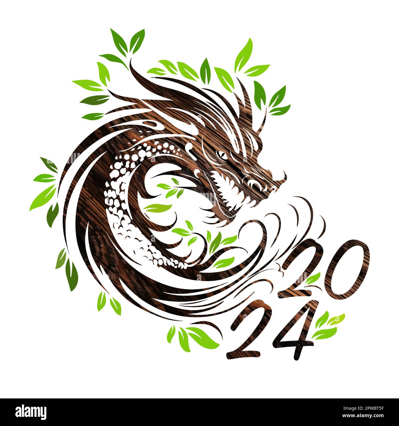 a4 calendrier 2024. chinois année de vert en bois dragon. la