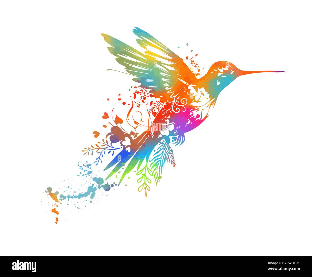 Colibris d'oiseau volant de couleur. Abstraction. Illustration vectorielle Illustration de Vecteur