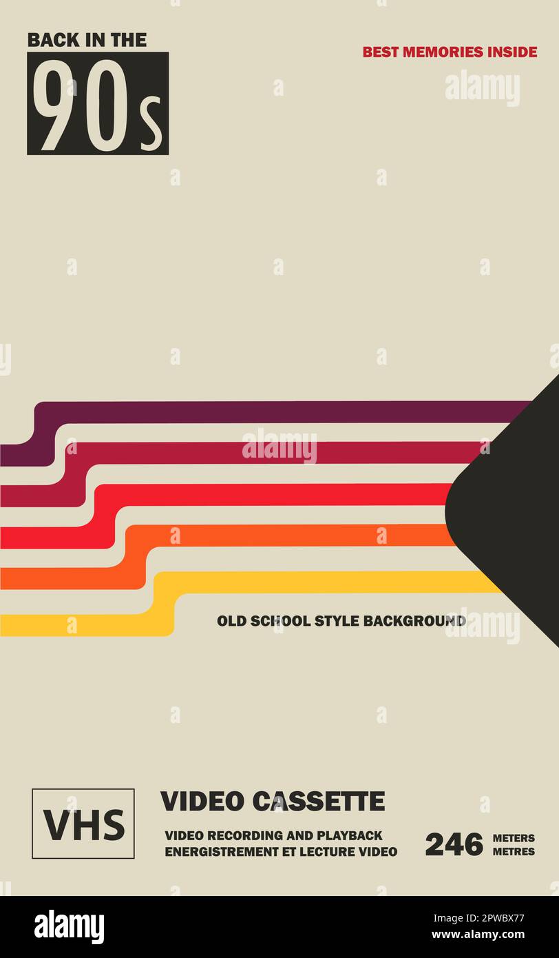 Arrière-plan de l'ancienne cassette vidéo. Vieille école et retour à 90s concept de fond Illustration de Vecteur