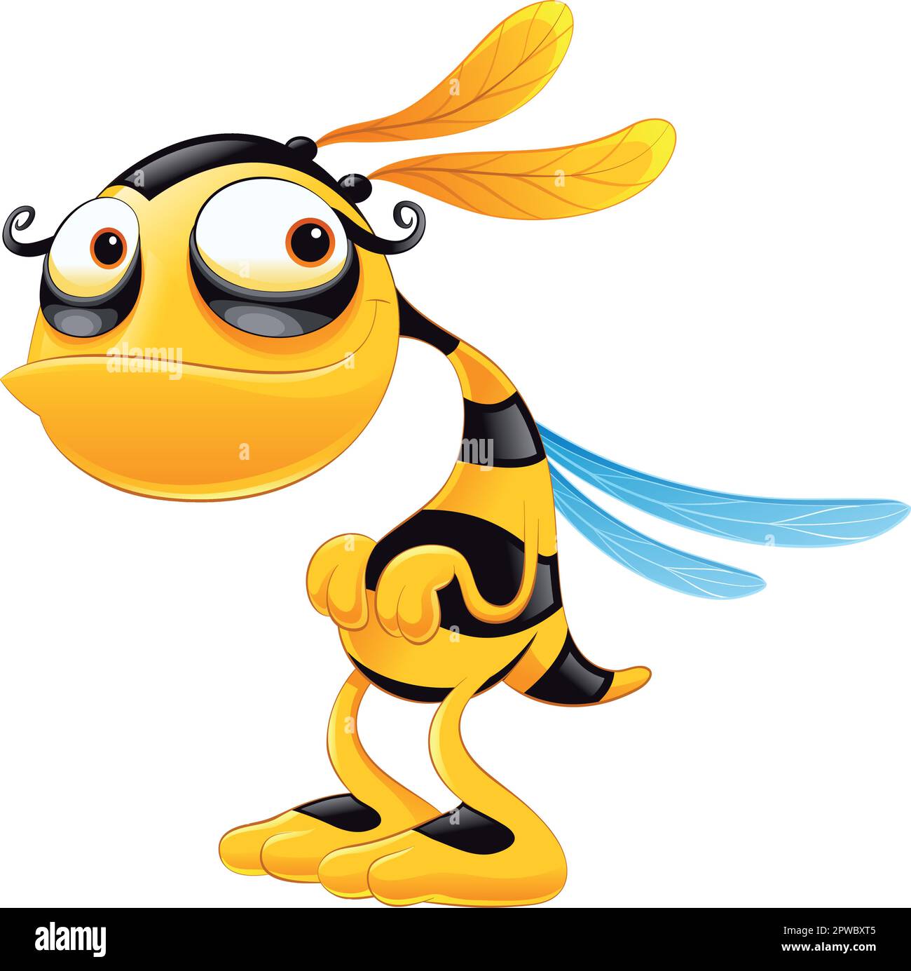 Drôle d'abeille, dessin animé et personnage d'insecte vecteur Illustration de Vecteur