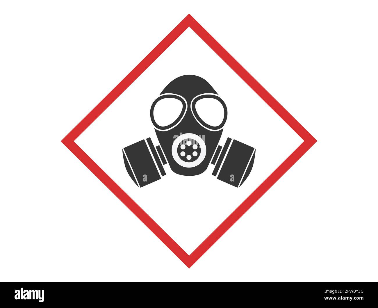 Masque de gaz isolé à l'intérieur d'un losange rouge. Illustration de Vecteur