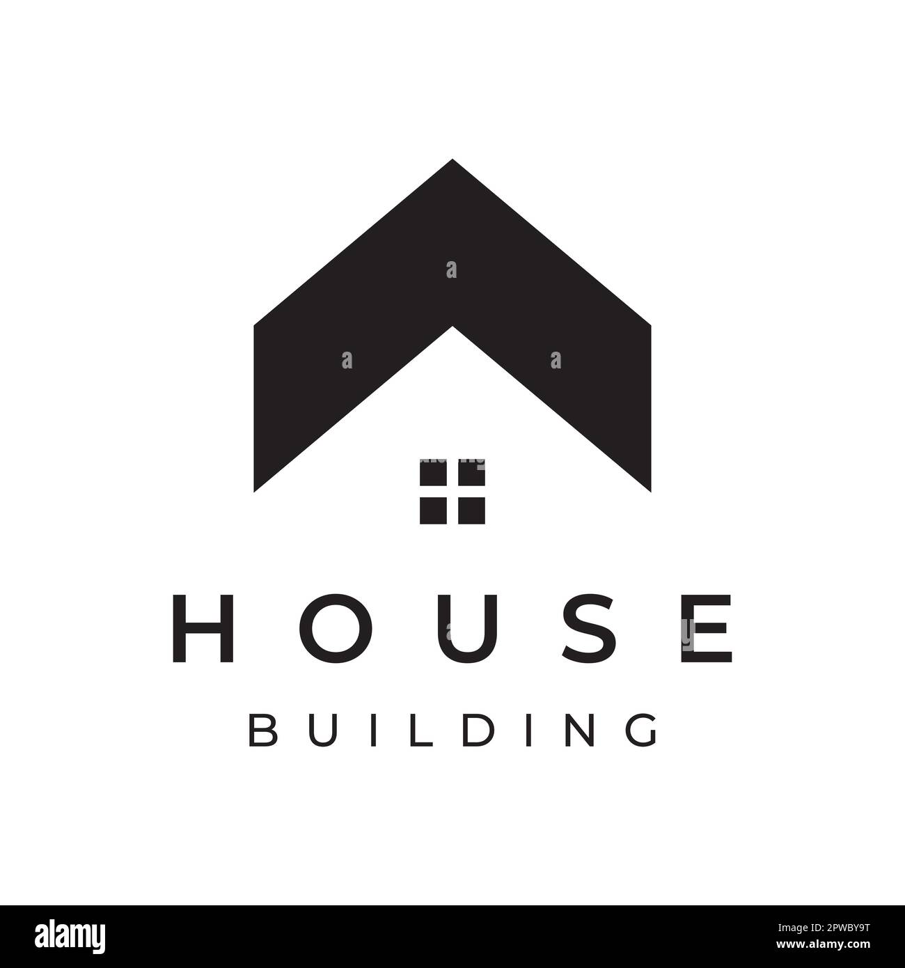 Un logo créatif pour un monogramme ou une maison géométrique ou un bâtiment résidentiel dans un style plat et linéaire. Logo pour la propriété, la construction de bâtiments, l'architecture et les affaires. Illustration de Vecteur