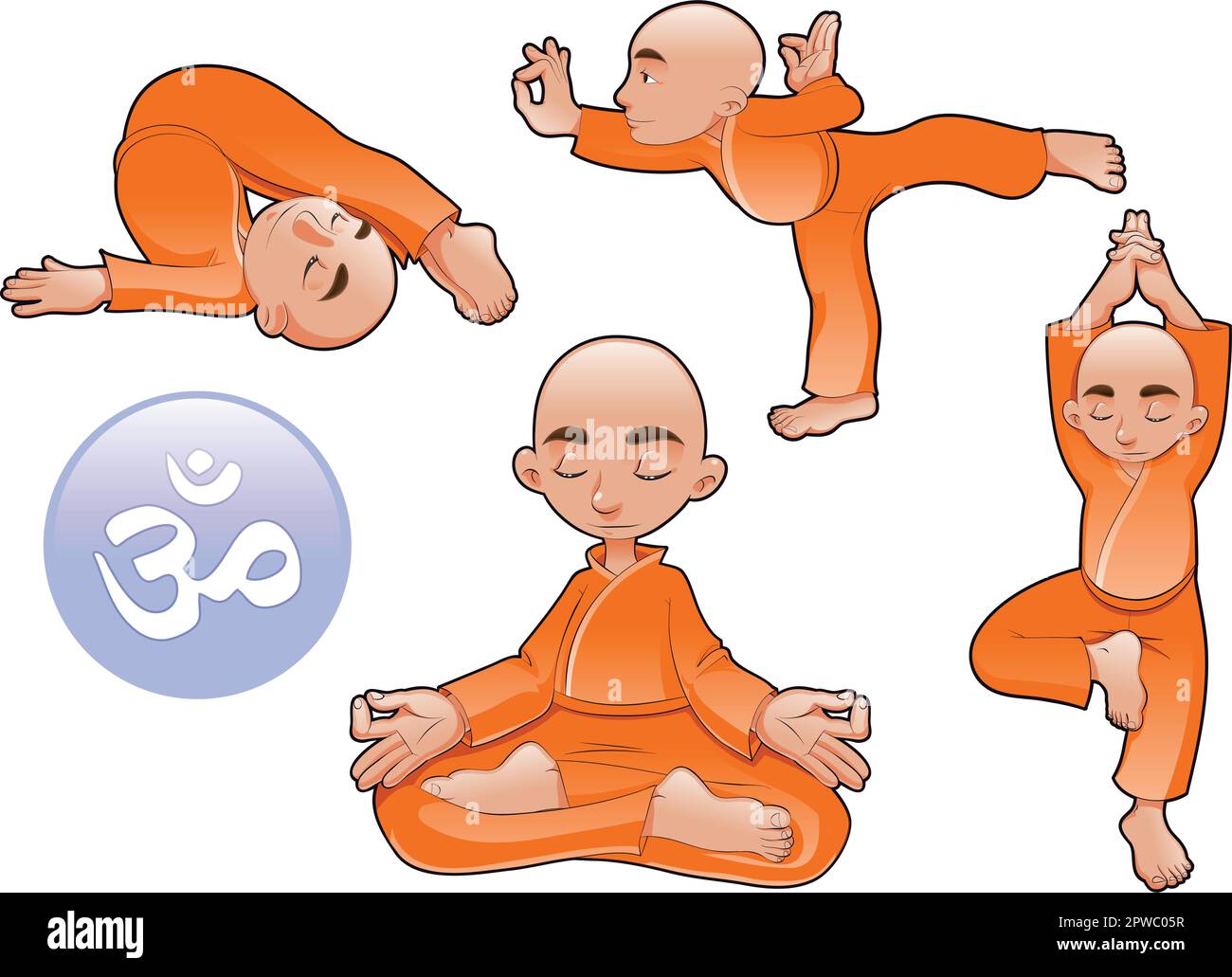 Positions de yoga, dessin animé et illustration vectorielle Illustration de Vecteur