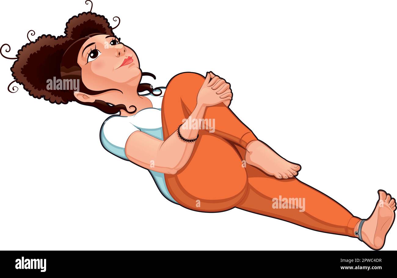 Position de yoga. Dessin animé drôle et illustration vectorielle isolée. Illustration de Vecteur